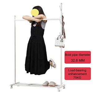 ZBYL Clothing Rack Garment Rack with Wheels, Free Standing Clothes Closet Rack with Bottom Rack, Portable Organizer Metal Standard Rod for Hanging Clothes, 55×170cm