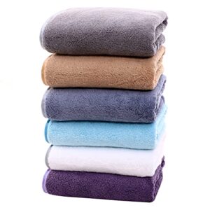 bamboo queen luxury silk hemming hand towels sets of 6 - light thin quick drying - ultra soft microfiber highly absorbent towel for hotel, bathroom, shower, spa, hand towel 16 x 28 inches - multicolor