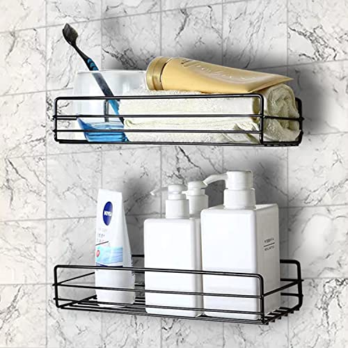 Xmasnova 2 Pack Shower Caddy Bathroom Shelf,Adhesive Shower Shelf Rustproof Shower Caddy,Black Bathroom Shower Organizer,No Drilling Shower Storage Organizer