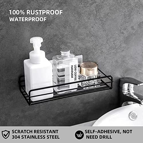 Xmasnova 2 Pack Shower Caddy Bathroom Shelf,Adhesive Shower Shelf Rustproof Shower Caddy,Black Bathroom Shower Organizer,No Drilling Shower Storage Organizer