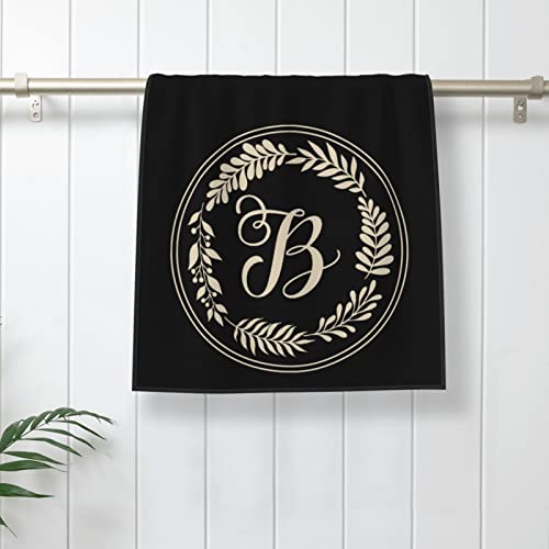 Monogrammed B Hand Face Towels Black Microfiber Towels Soft Bath Towel Absorbent Hand Towels Multipurpose for Bathroom Hotel Gym and Spa Towel 15.7X27.5 Inch