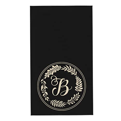 Monogrammed B Hand Face Towels Black Microfiber Towels Soft Bath Towel Absorbent Hand Towels Multipurpose for Bathroom Hotel Gym and Spa Towel 15.7X27.5 Inch