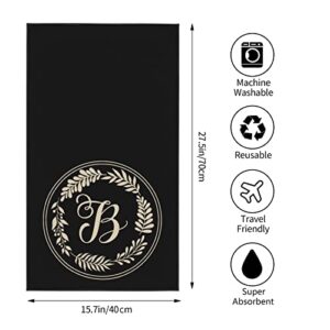 Monogrammed B Hand Face Towels Black Microfiber Towels Soft Bath Towel Absorbent Hand Towels Multipurpose for Bathroom Hotel Gym and Spa Towel 15.7X27.5 Inch