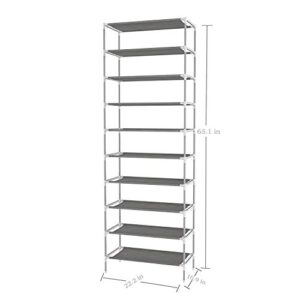 plohee Shoe Rack 10-Tier Tall Shoe Storage for Closets & Entryway Non-Woven Fabric Shoe Shelf Tower Easy Assembly (10 Tiers)