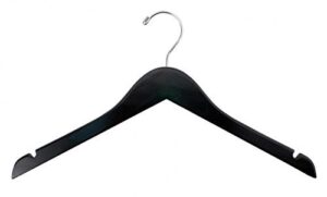 nahanco 8217chnobar20 17” wooden top hanger, flat with notches, chrome hook, black (pack of 20)