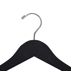 NAHANCO 8217CHNOBAR20 17” Wooden Top Hanger, Flat with Notches, Chrome Hook, Black (Pack of 20)