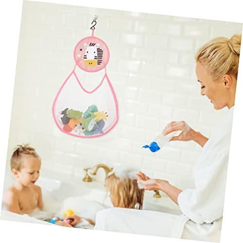 Kisangel Infant Bath Toys Household Bag -Zebra Pouch Caddy Toy Organizer Bathtub for Hanging Bathroom Shower with Bath Net Holder Baby Storage Multipurpose Mesh Hooks Kids Bath Toys