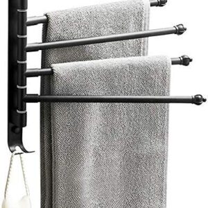 Lonffery Towel Rack for Bathroom, 4-Arm Black Wall Mounted Towel Bar, Outdoor Towel Rack for Hot Tub, Pool, Towel Hanger Space Saving.