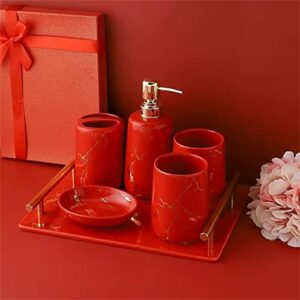 CZDYUF Marriage Newly Married Housewarming Gift Ceramic Bathroom Five-Piece Wash Set Bathroom Supplies