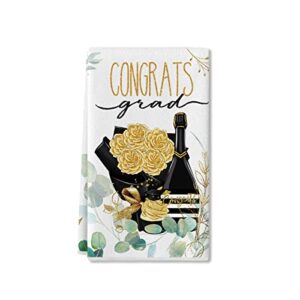 artoid mode congrats grad fingertip towel, 18x26 inch soft absorbent graduation party household hand towel for kitchen decoration