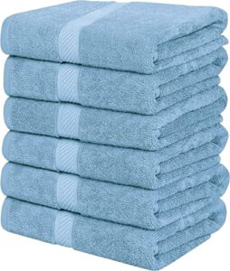 utopia towels [6 pack bath towel set, 100% ring spun cotton (24 x 48 inches) medium lightweight and highly absorbent quick drying towels, premium towels for hotel, spa and bathroom (sky blue)