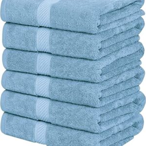 Utopia Towels [6 Pack Bath Towel Set, 100% Ring Spun Cotton (24 x 48 Inches) Medium Lightweight and Highly Absorbent Quick Drying Towels, Premium Towels for Hotel, Spa and Bathroom (Sky Blue)