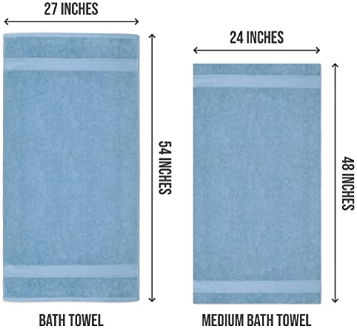Utopia Towels [6 Pack Bath Towel Set, 100% Ring Spun Cotton (24 x 48 Inches) Medium Lightweight and Highly Absorbent Quick Drying Towels, Premium Towels for Hotel, Spa and Bathroom (Sky Blue)