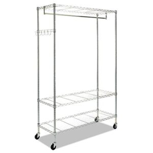 Alera GR364818SR Wire Shelving Garment Rack, Coat Rack, Stand Alone Rack w/Casters, Silver