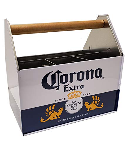 The Tin Box Corona Utensil Caddy with Handle, Black and White