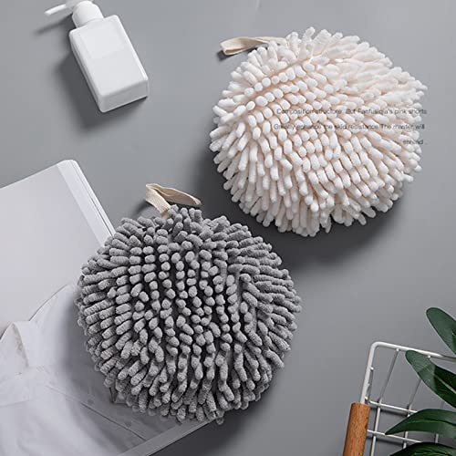 Bluelans Hand Towels for Bathroom, Kitchen Hand Towels with Hanging Loop, Soft Absorbent Chenille Hand Towels Quick Dry Hanging Hand Towels Bathroom Hand Towels for Home Hotel White