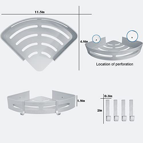 HXBYX Corner Shower Caddy Adhesive Shower Shelves Bathroom Shelf, 2 Pack No Drilling Shower Corner Organizer with Hooks Wall Mounted Aluminum Storage Rack for Bathroom Kitchen Dorm