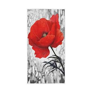 kocoart spring red poppies kitchen hand towel vintage flower summer fingertip towel guest towel for bathroom decor 16x30 in soft multipurpose dishcloth face cloth for beach spa gym sport