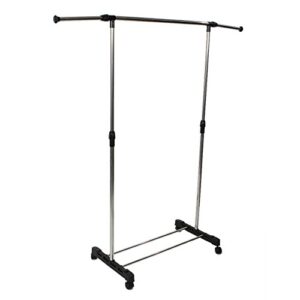 clothing garment rack, stainless steel clothes rack,adjustable height garment clothes dress coats jackets hanging rail rack storage robust hanging rail for coats, shirts, dresses, scarves, bags,silver (single-bar,b)