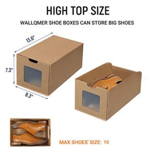 WALL QMER Shoe Boxes, Medium Size(13.6 x 8.3 x 7.3in) Shoe Storage, Stable Storage boxes, Heavy Duty, Stackable shoe organizer, with Transparent Window