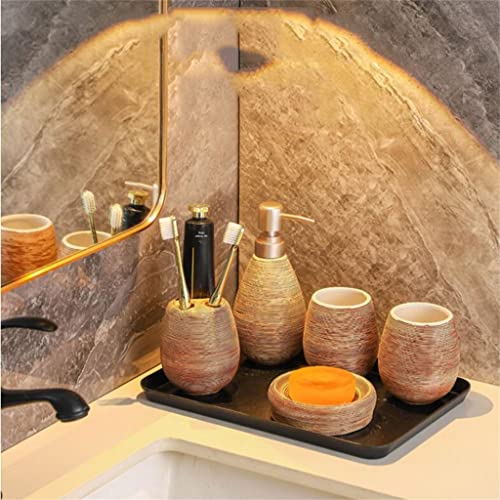 CZDYUF Retro Ceramic Wash Bathroom Toilet Supplies Set Bathroom Five-Piece Set Handmade Wedding Wash Set