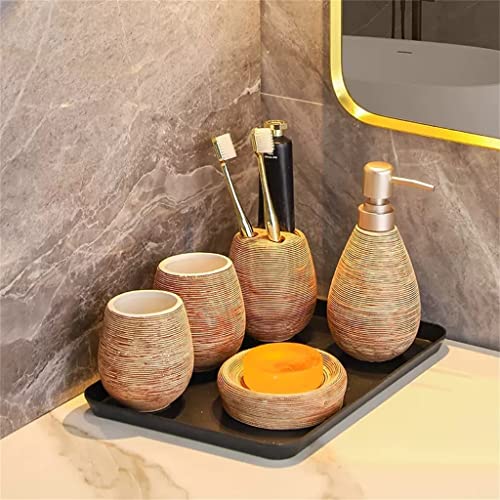 CZDYUF Retro Ceramic Wash Bathroom Toilet Supplies Set Bathroom Five-Piece Set Handmade Wedding Wash Set