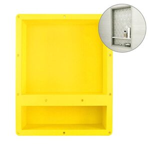 Suteck 16" x 20" Shower Niche Double Shelf - Yellow Rectangle Shower Cube Shower Niche,Ready for Tile Niche for Bathroom,Niche Shower Storage