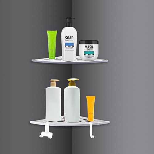 Uni-Green Shower Corner Shelves with Robe Holder and Razor Holder in Stainless Steel, 2 Pack.