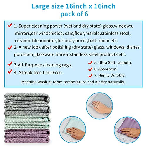 Microfiber Glass Cleaning Cloths | Streak Free Windows Mirrors & Cars Windshields cleaning towel | Glass Polishing cleaning cloth | All-purpose Dust Dirt Cleaning Rags | Lint Free Pack of 18（Mix）