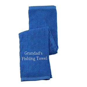 grandads fishing towel fisherman gift fishing lover gift embroidered towel with clip (grandads fishing towel)