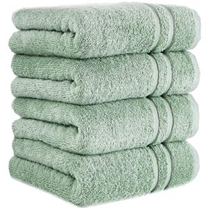 hammam linen light green hand towels 4-pack - 16 x 30 turkish cotton quality soft and absorbent small towels for bathroom 600 gsm