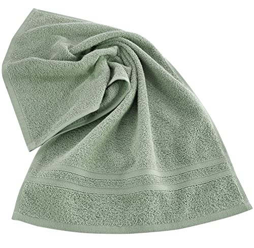 Hammam Linen Light Green Hand Towels 4-Pack - 16 x 30 Turkish Cotton Quality Soft and Absorbent Small Towels for Bathroom 600 GSM