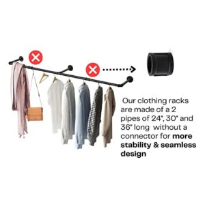 Baru Decor - Industrial Pipe Wall Mounted Black Clothing Rack 53 Inches | Heavy Duty Detachable Garment Bar with 3 bases | Walk in Closet, Entryway clothes hanger, Plant Hanger, Laundry Clothes Rack