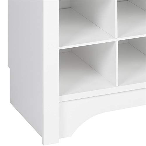 Trent Home Engineered Wood 36 Cubby Versatile Wooden Shoe Cubby Console in White