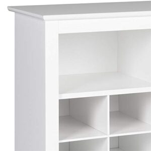 Trent Home Engineered Wood 36 Cubby Versatile Wooden Shoe Cubby Console in White