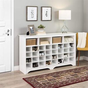 Trent Home Engineered Wood 36 Cubby Versatile Wooden Shoe Cubby Console in White