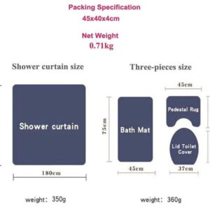 StarBlue-HGS Animal Cattle Large Ranches Waterproof Shower Curtain Set Farm Log Cabin Herd of Cattle Bathroom Bathtub Mat Toilet Cover Mat Set