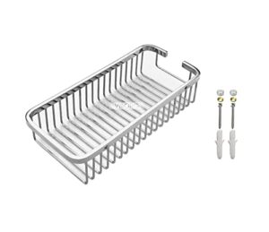 viborg deluxe solid thick sus304 stainless steel wire wall mounted single tier bathroom rectangular shower basket bath caddy shelf organizer storage holder for shampoo conditioner polished mirror-like