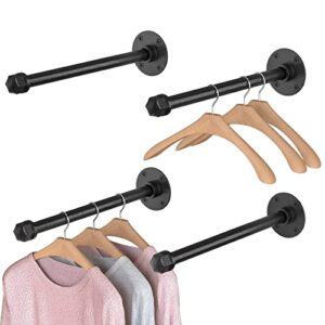 4 pcs 12 inch industrial pipe clothing racks, wall mount garment racks for hanging clothes, diy pipe shelf bracket, small heavy duty clothes racks for indoor and boutique store clothing display-a