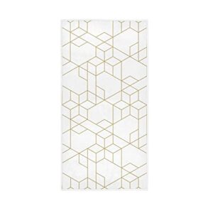 juama moroccan geometric linear white gold hand towel lightweight fingertip towel absorbent hand towel for bathroom gym yoga sport multi-purpose towel 30x15 in