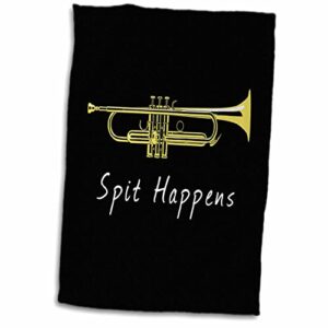 3drose - macdonald creative studios – trumpet players - funny design for trumpet players in the brass band, spit happens. - towels (twl-351989-1)