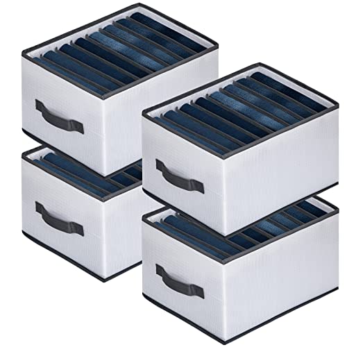 4 Pack Drawer Closet Organizers storage for Clothing,Underwear Drawer Organizer Clothes,Clothes Organizer for Folded Clothes,PP Plate PVC Nylon Foldable Wardrobe Clothes Organizer for Jeans(8Grids)