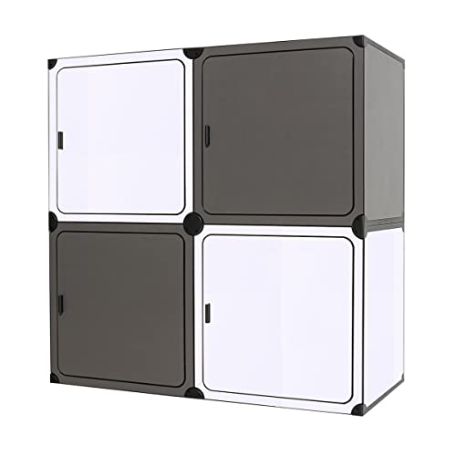 Wooden Cube Storage Organizer, 4-Cube Storage with Door, Sturdy and Durable Cube Bookshelf, Cube Shelf, with Anti-Toppling Device, Easy to Assemble, an Idea for Kitchen, Living Room, Bedroom