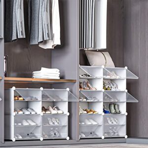 UNZIPE Shoe Rack Cabient, 56 Pairs Shoes Organizer Plastic Cube Storage Shoe Shelves Free Standing Shoe Rack for Closet, Bedroom Entryway Hallway, White