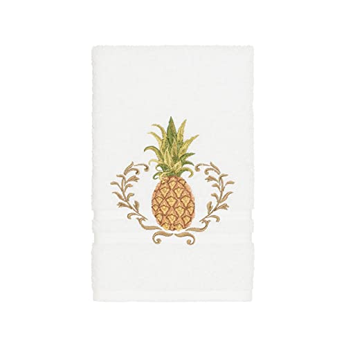 Overstock Authentic Hotel and Spa Turkish Cotton Pineapple Embroidered White Hand Towel