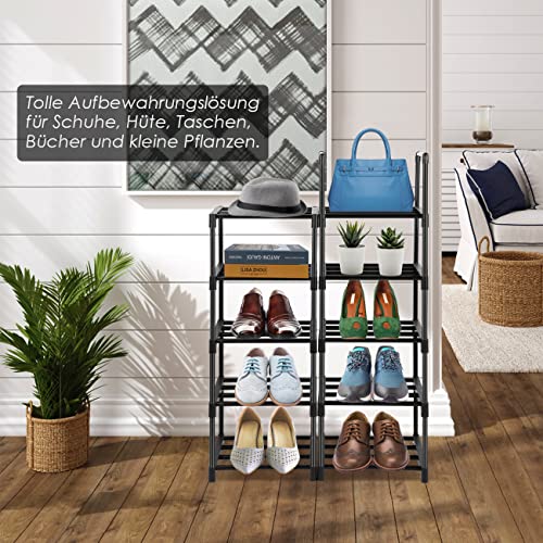 Hossejoy 10 Tiers Tall Shoe Rack, Metal Shoe Rack Organizer, Narrow Shoe Shelf Storage, Space Saving Shoe Stand for Narrow Space, Bedroom, Living Room, Hallway, 28 x 30.5 x 175 cm, Black