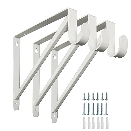 Heavy Duty Closet Shelf and Rod Brackets (White, 3 pack)