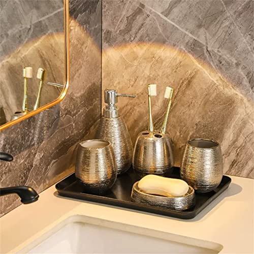 CZDYUF Handmade Retro Ceramic Bathroom Five-Piece Set Wash Bathroom Toilet Supplies Set Wedding Wash Set