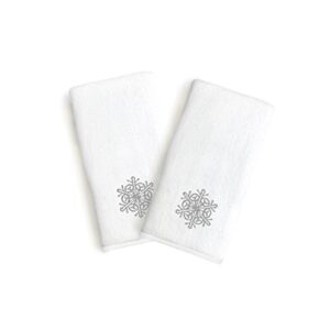 linum home textiles st00-2ht-95-flk hand towels cotton grey snow flake (set of 2)