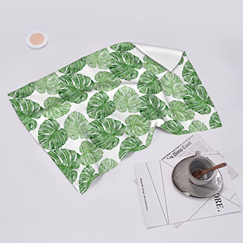 Green Plant Leaves Hand Towel, Decorative Towels Warming Gift for Bathroom Kitchen Bath Spa Gym 16"x27.5"